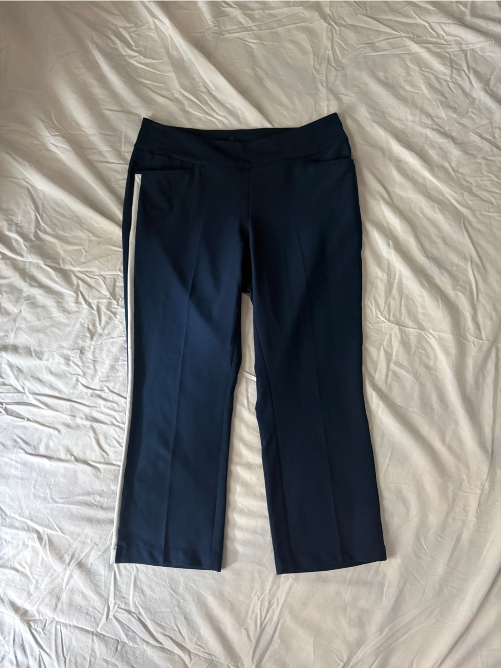 Adidas Navy golf Pants with Side Stripe. Size large.